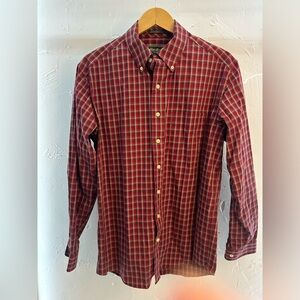 Eddie Bauer Men’s Cotton Long Sleeve Red Plaid Shirt size Medium Tall